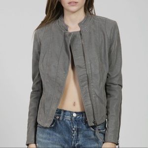 Free People Grey vegan suede moto jacket